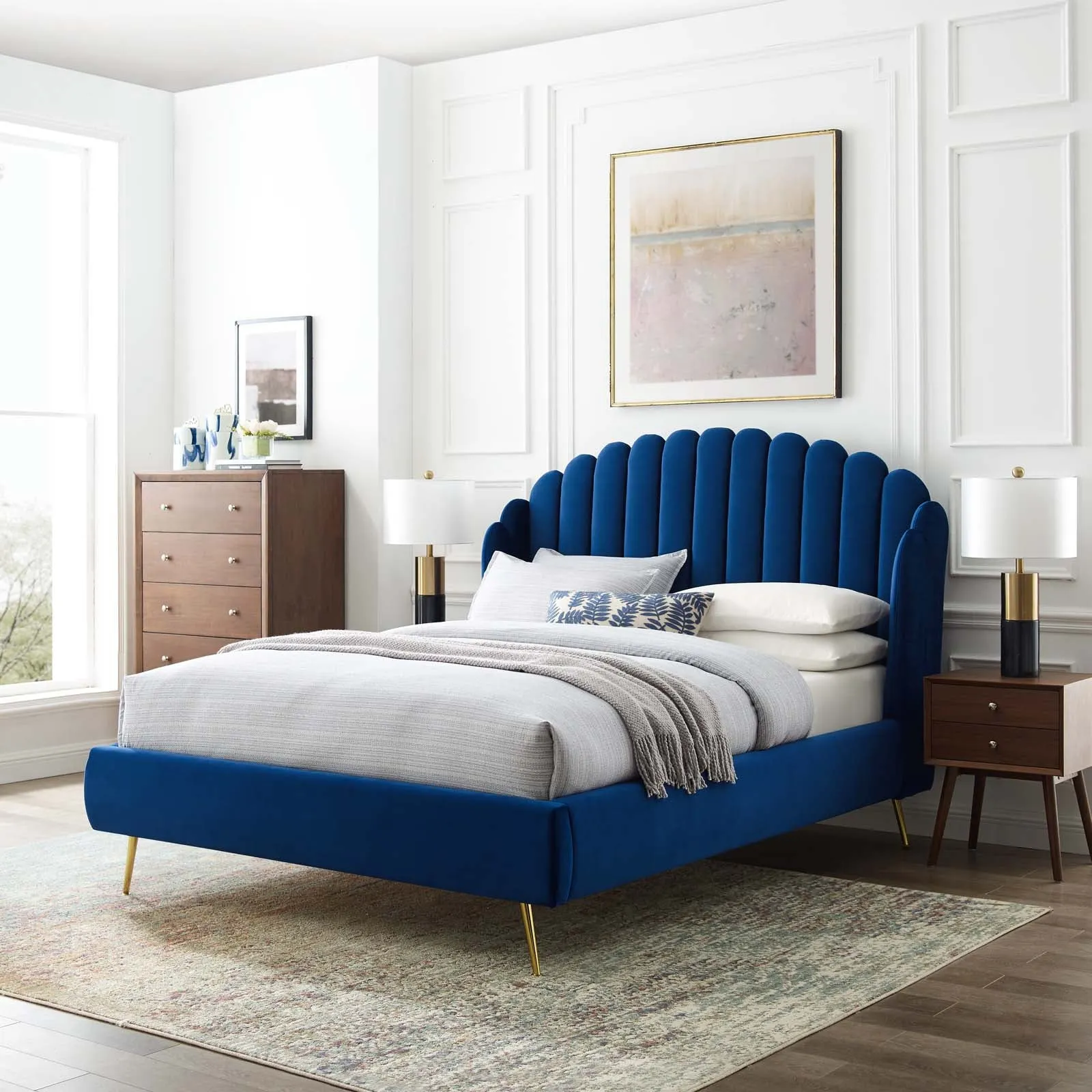 Lana Performance Velvet Wingback Platform Bed