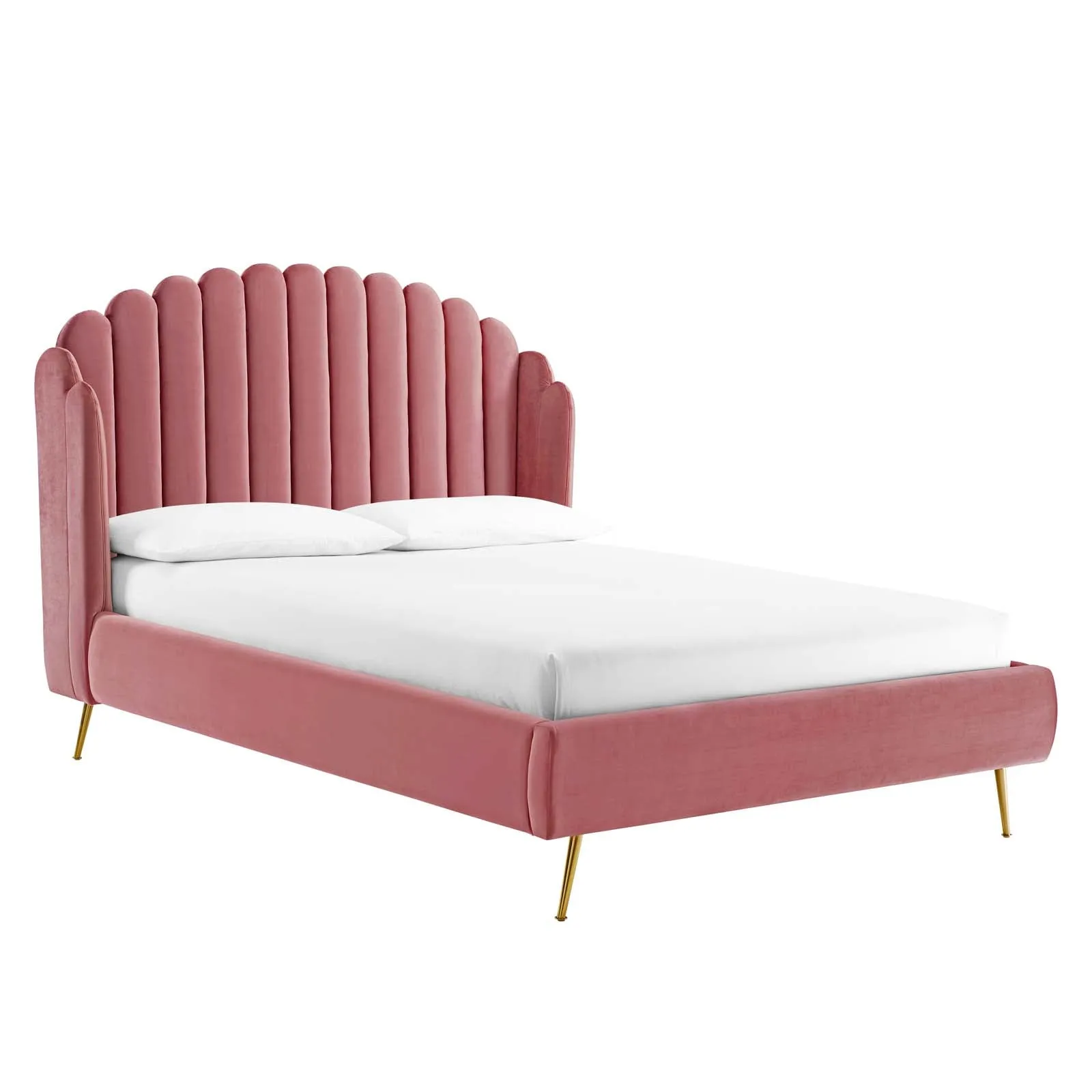 Lana Performance Velvet Wingback Platform Bed