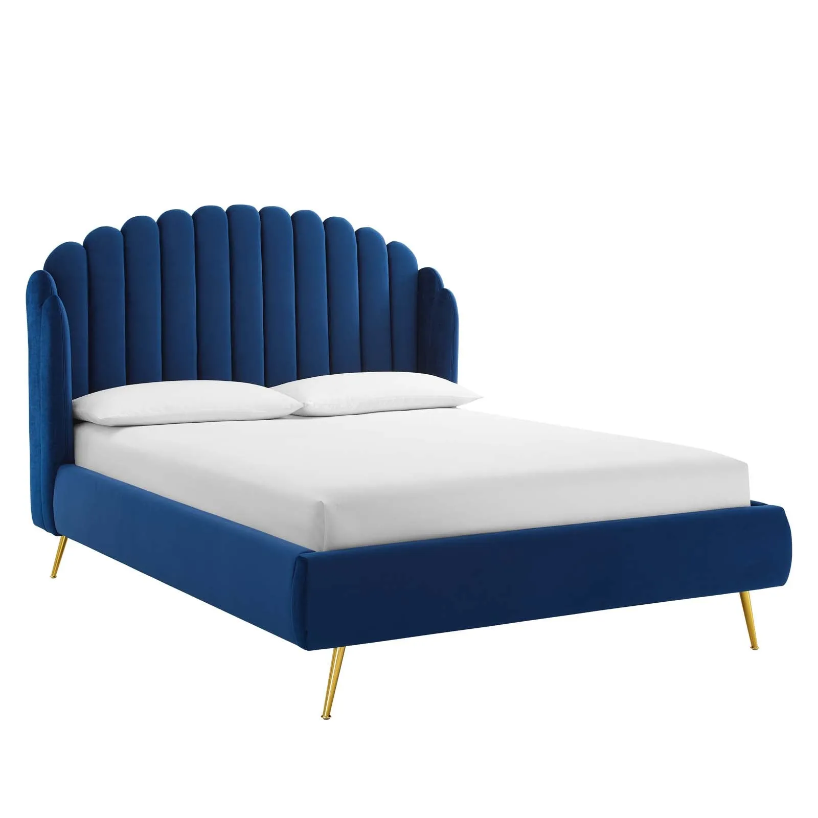 Lana Performance Velvet Wingback Platform Bed