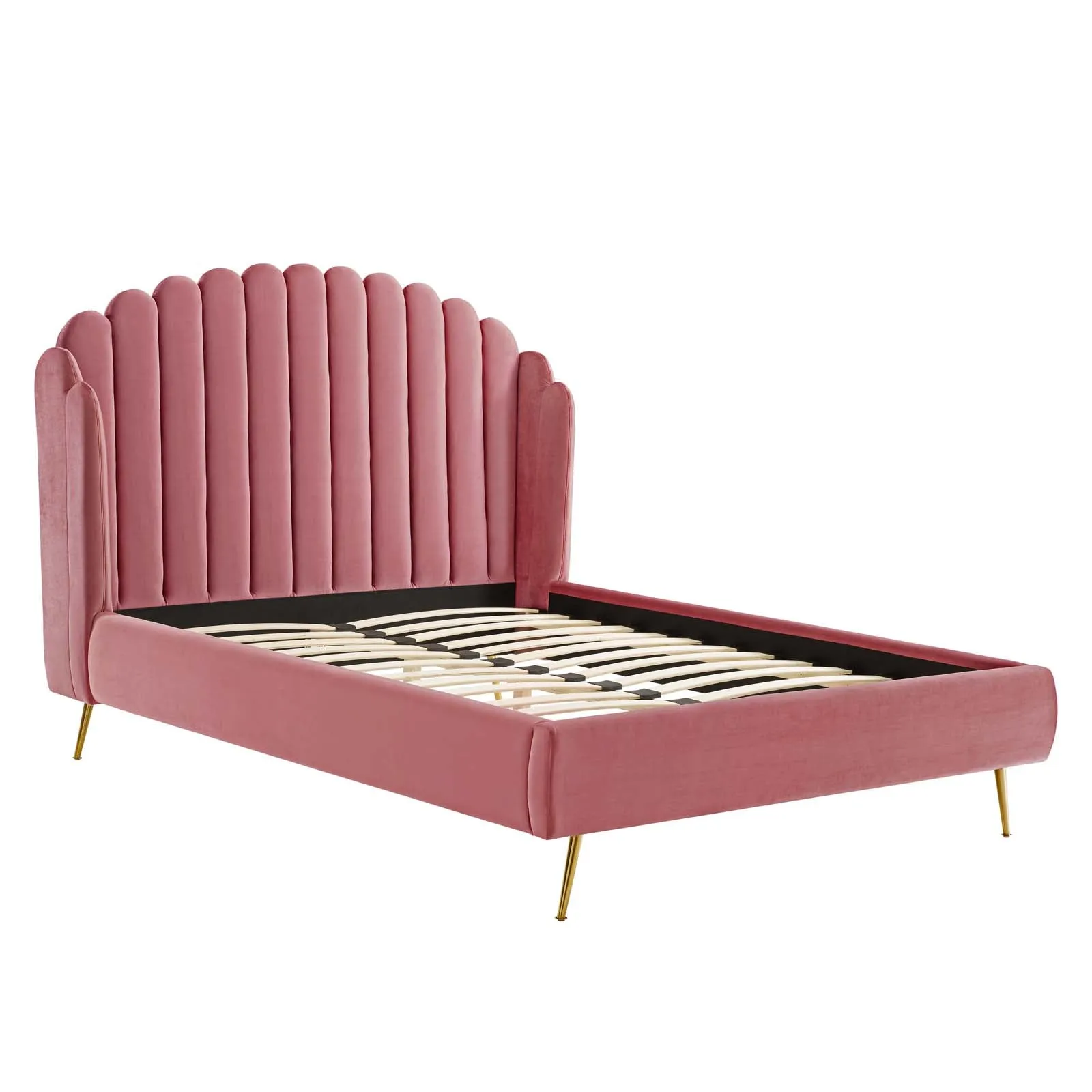 Lana Performance Velvet Wingback Platform Bed