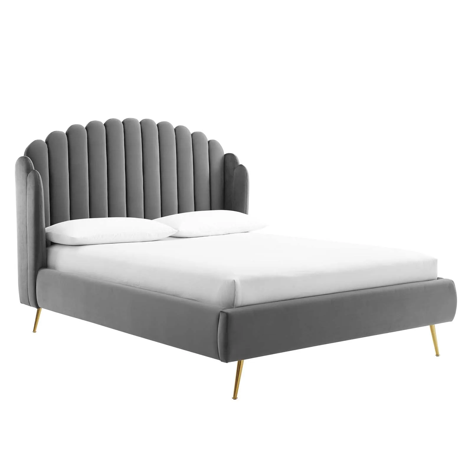 Lana Performance Velvet Wingback Platform Bed