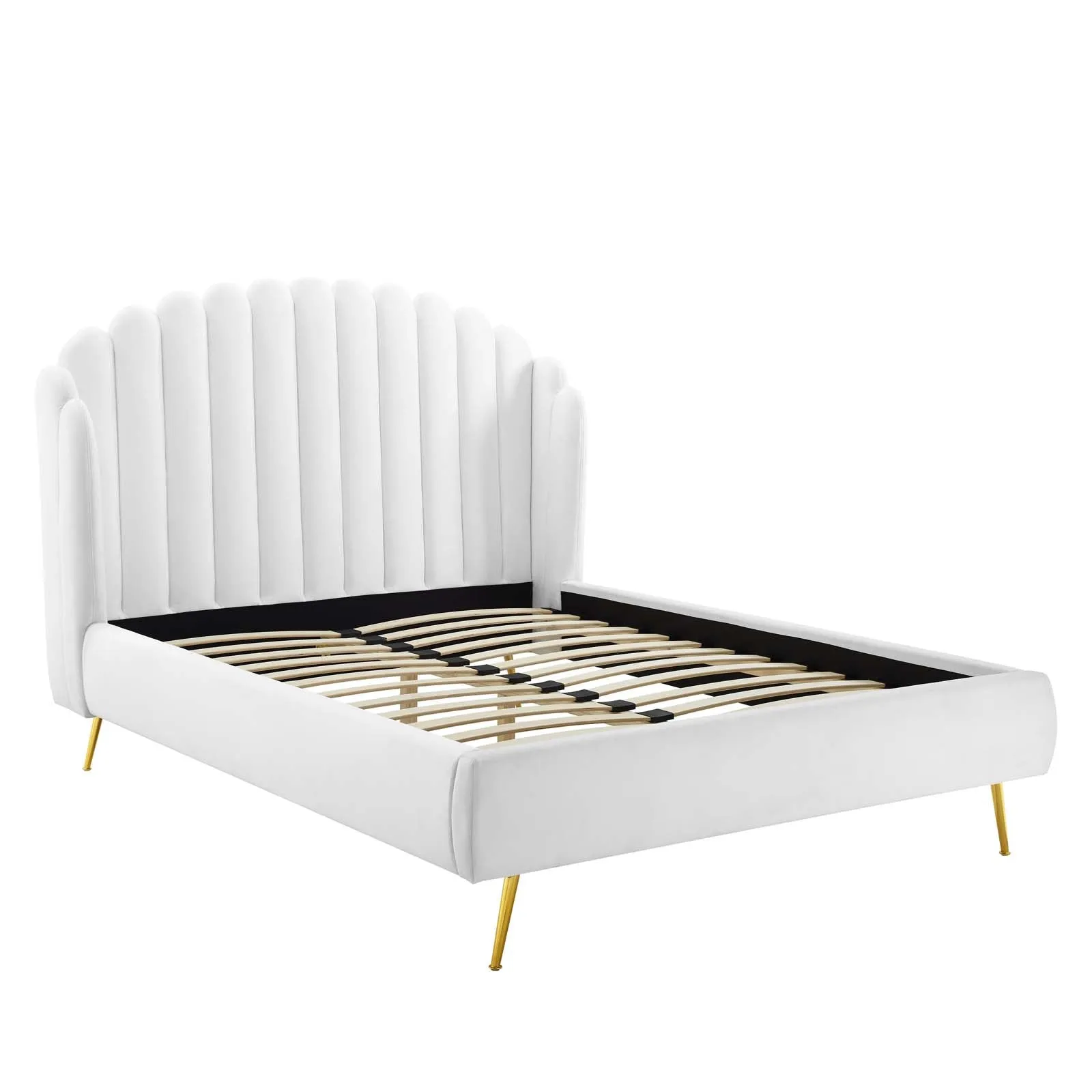 Lana Performance Velvet Wingback Platform Bed