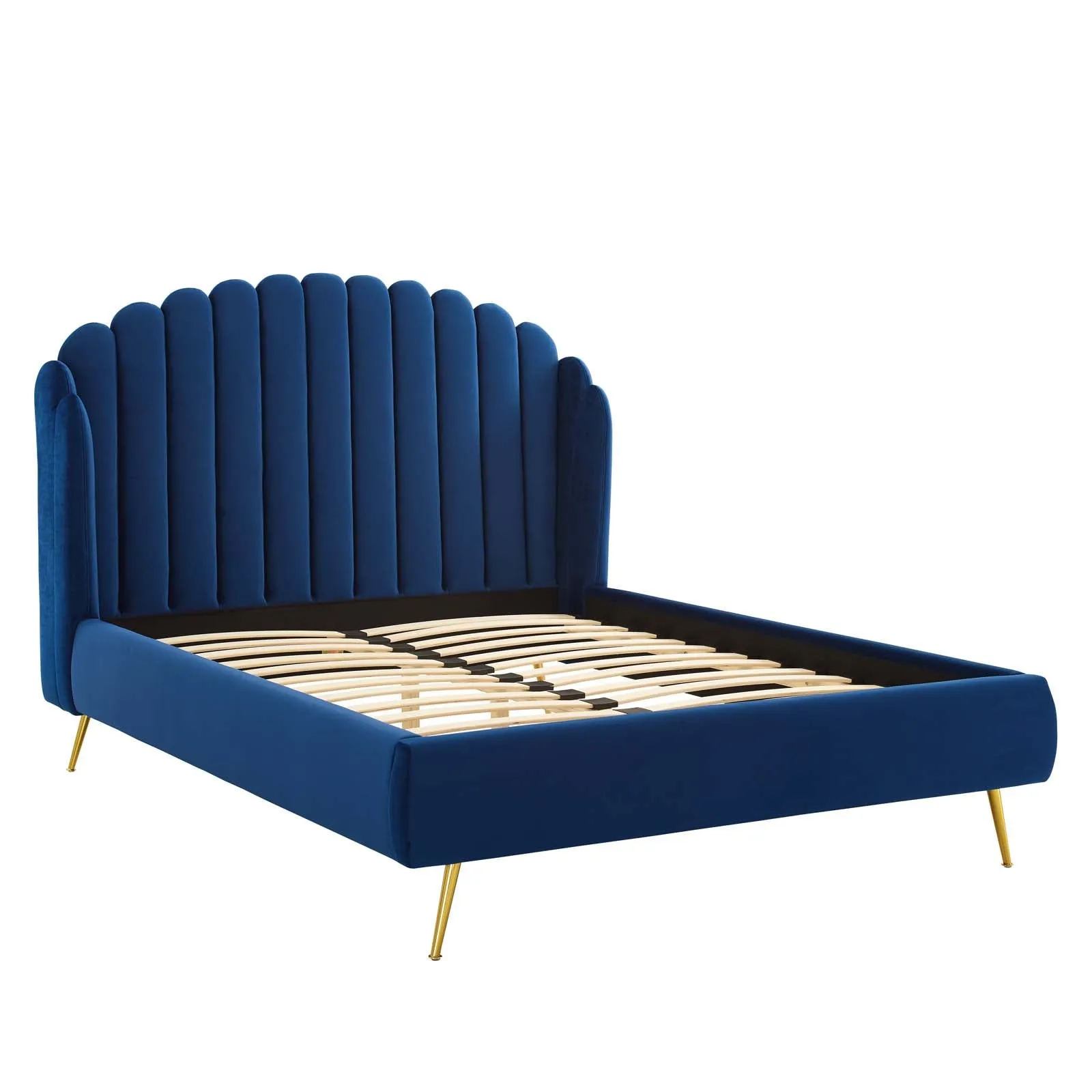 Lana Performance Velvet Wingback Platform Bed