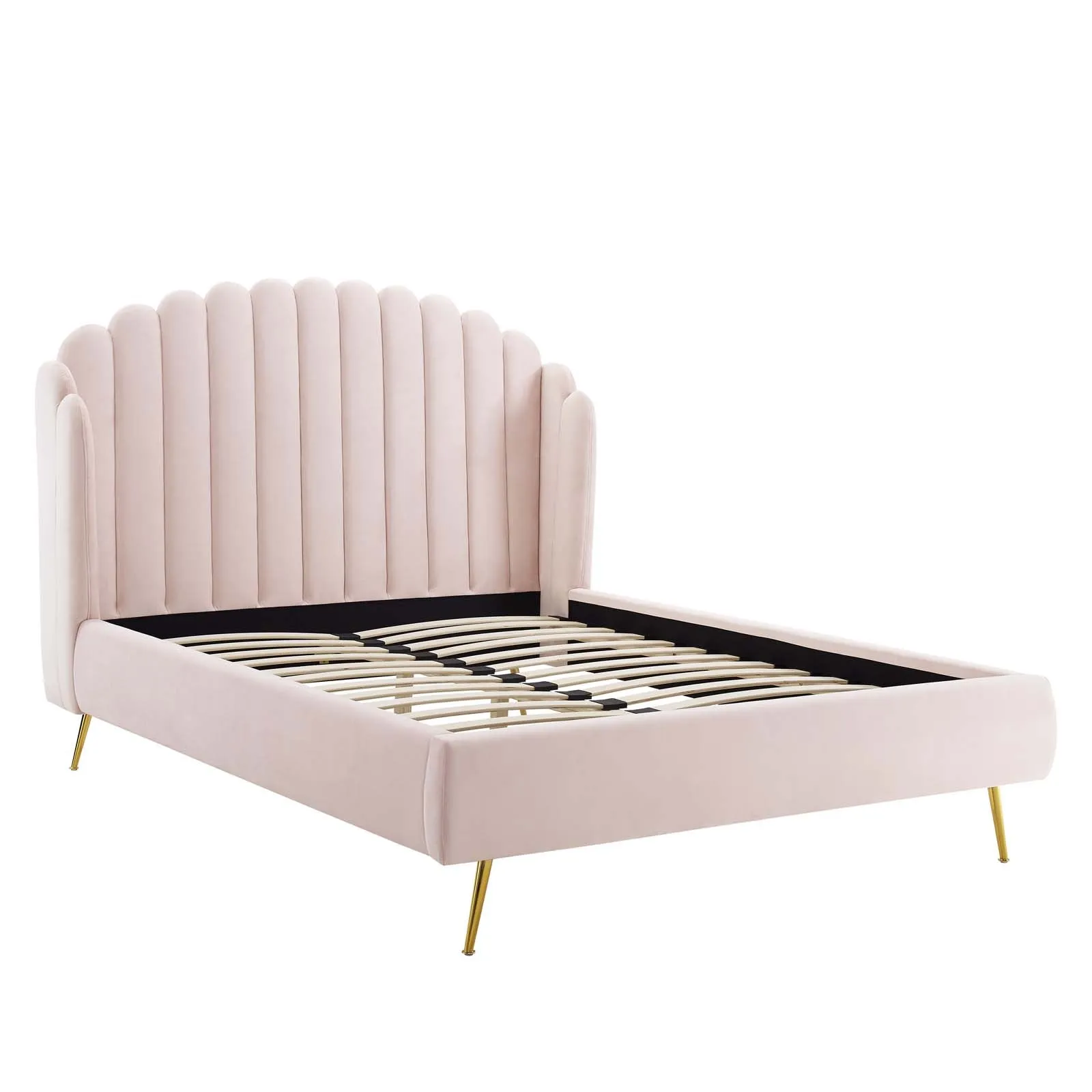 Lana Performance Velvet Wingback Platform Bed