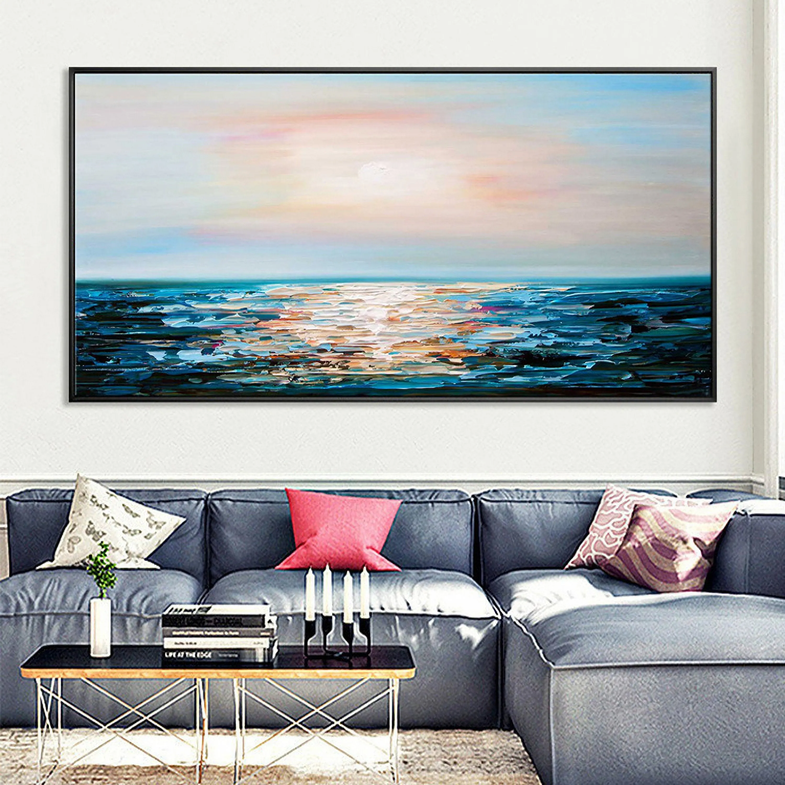 Large Contemporary Canvas Wall Art Sunrise Oil Painting on Canvas Gp093