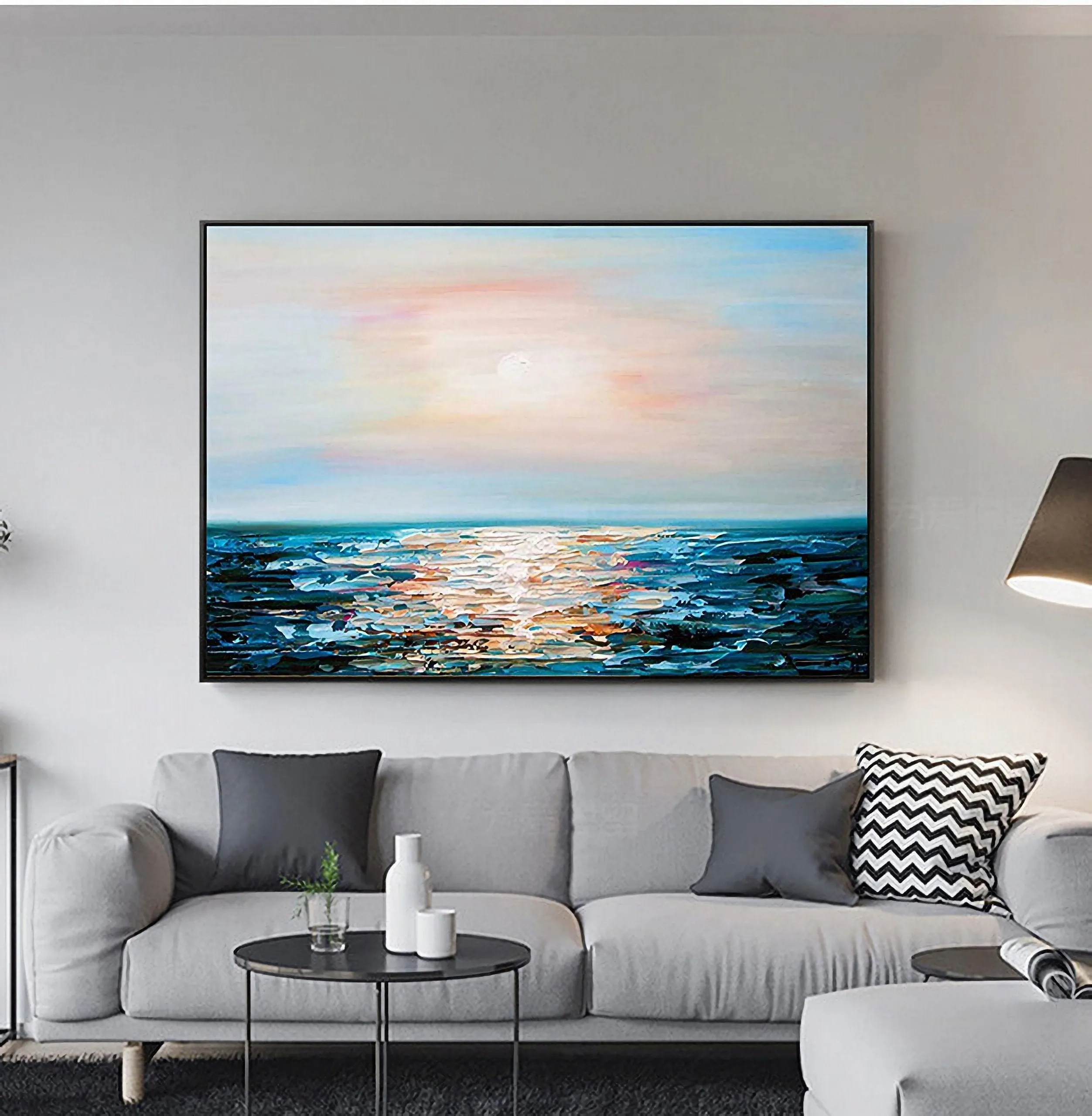 Large Contemporary Canvas Wall Art Sunrise Oil Painting on Canvas Gp093