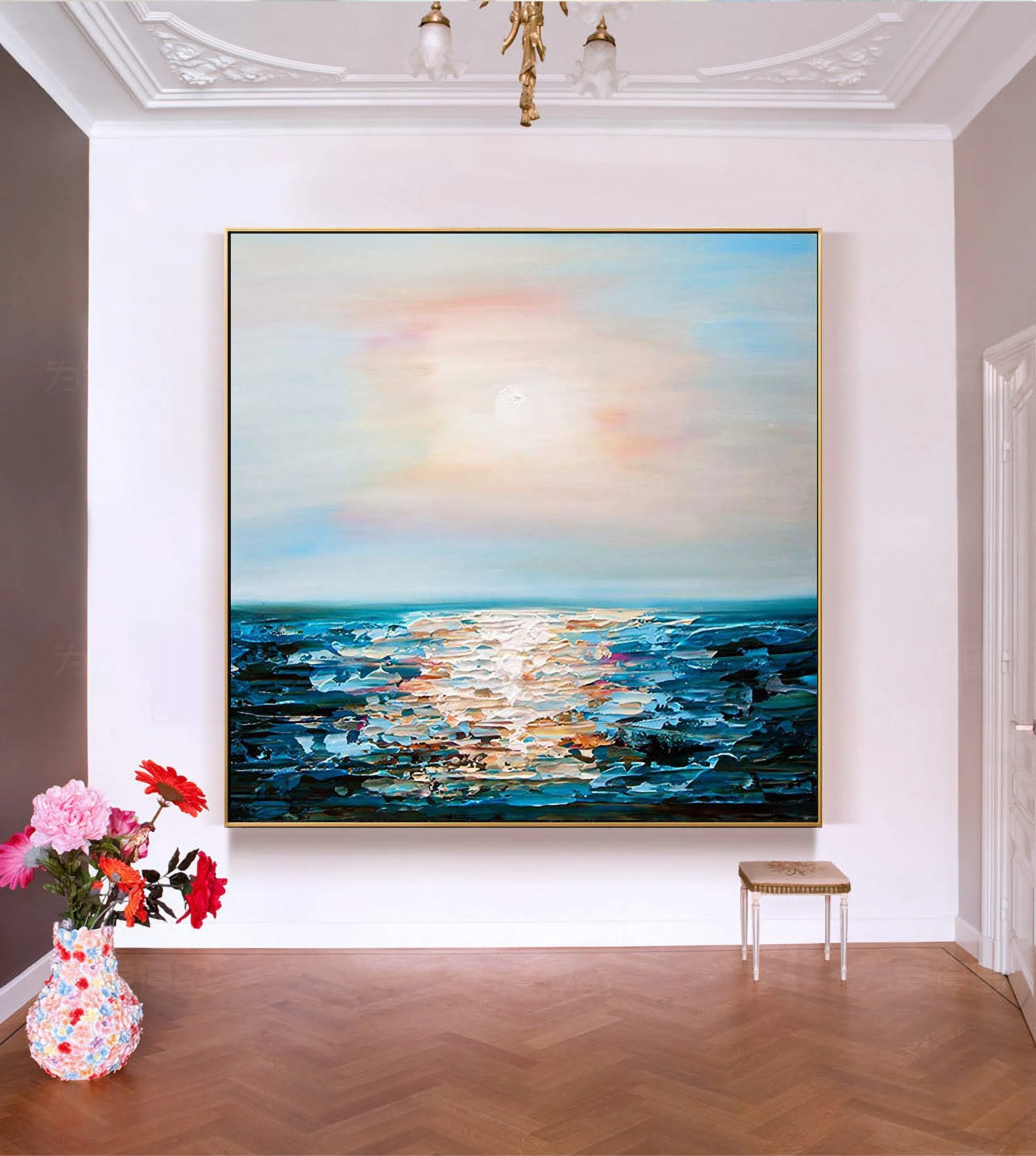 Large Contemporary Canvas Wall Art Sunrise Oil Painting on Canvas Gp093