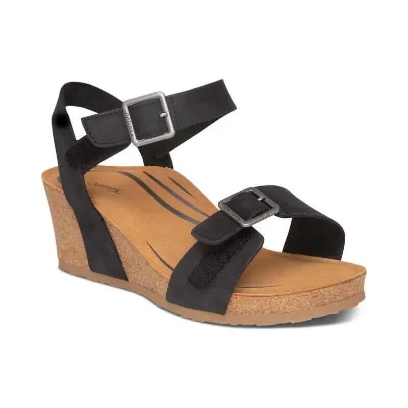 Lexa Quarter Strap Wedge - Black