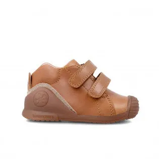 Light brown leather double velcro sneaker prewalker