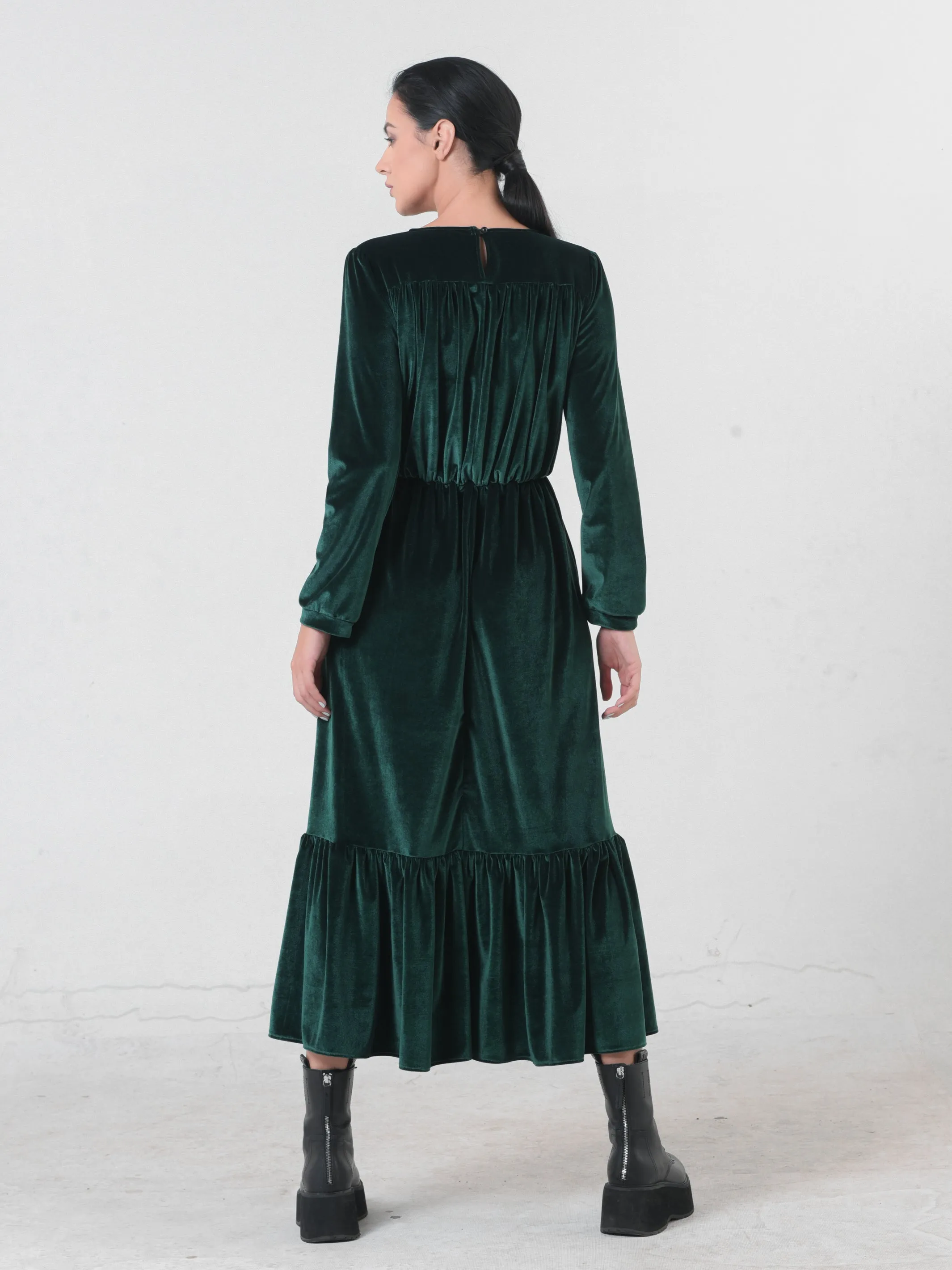 Long Velvet Dress In Green