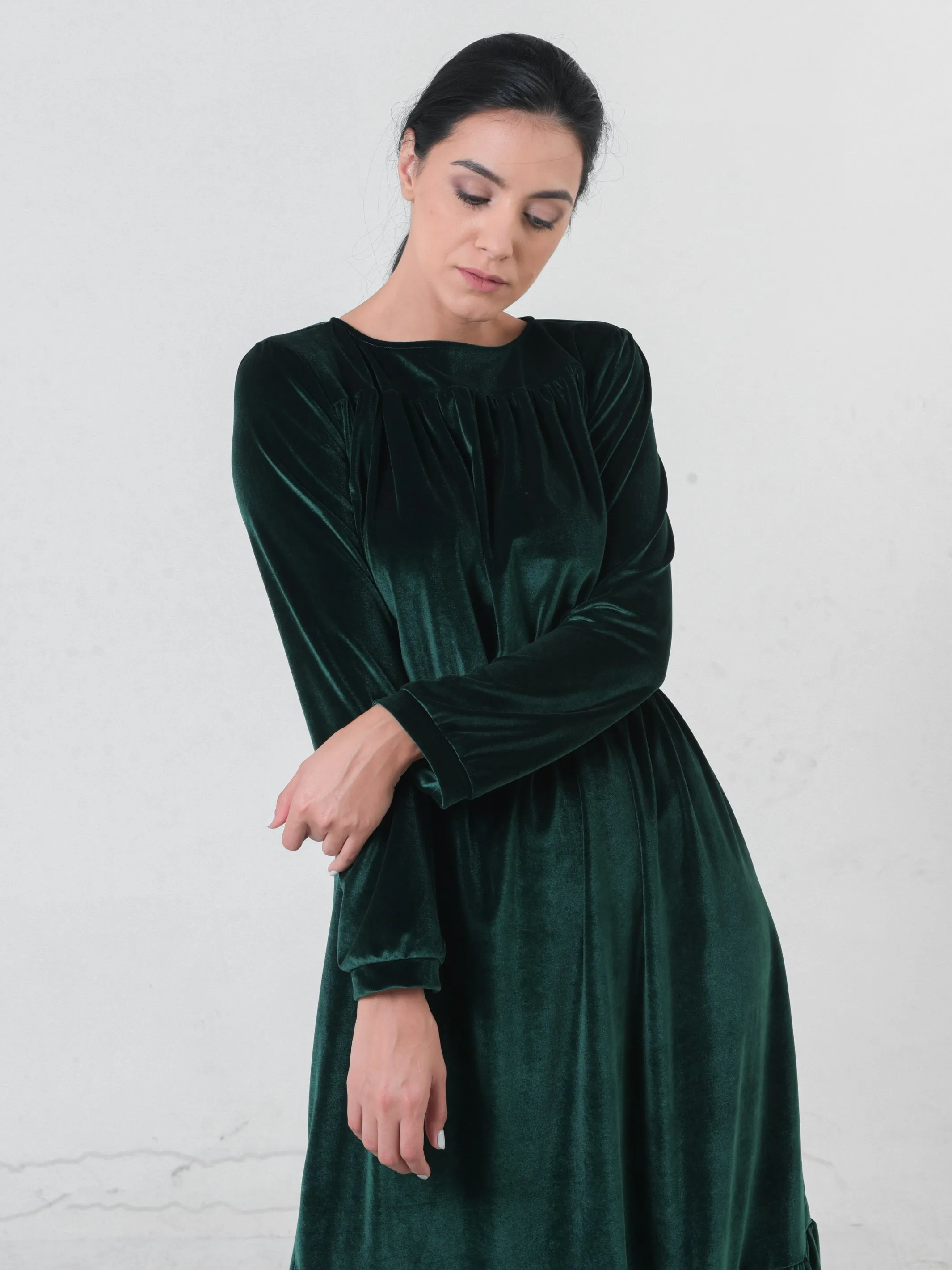 Long Velvet Dress In Green