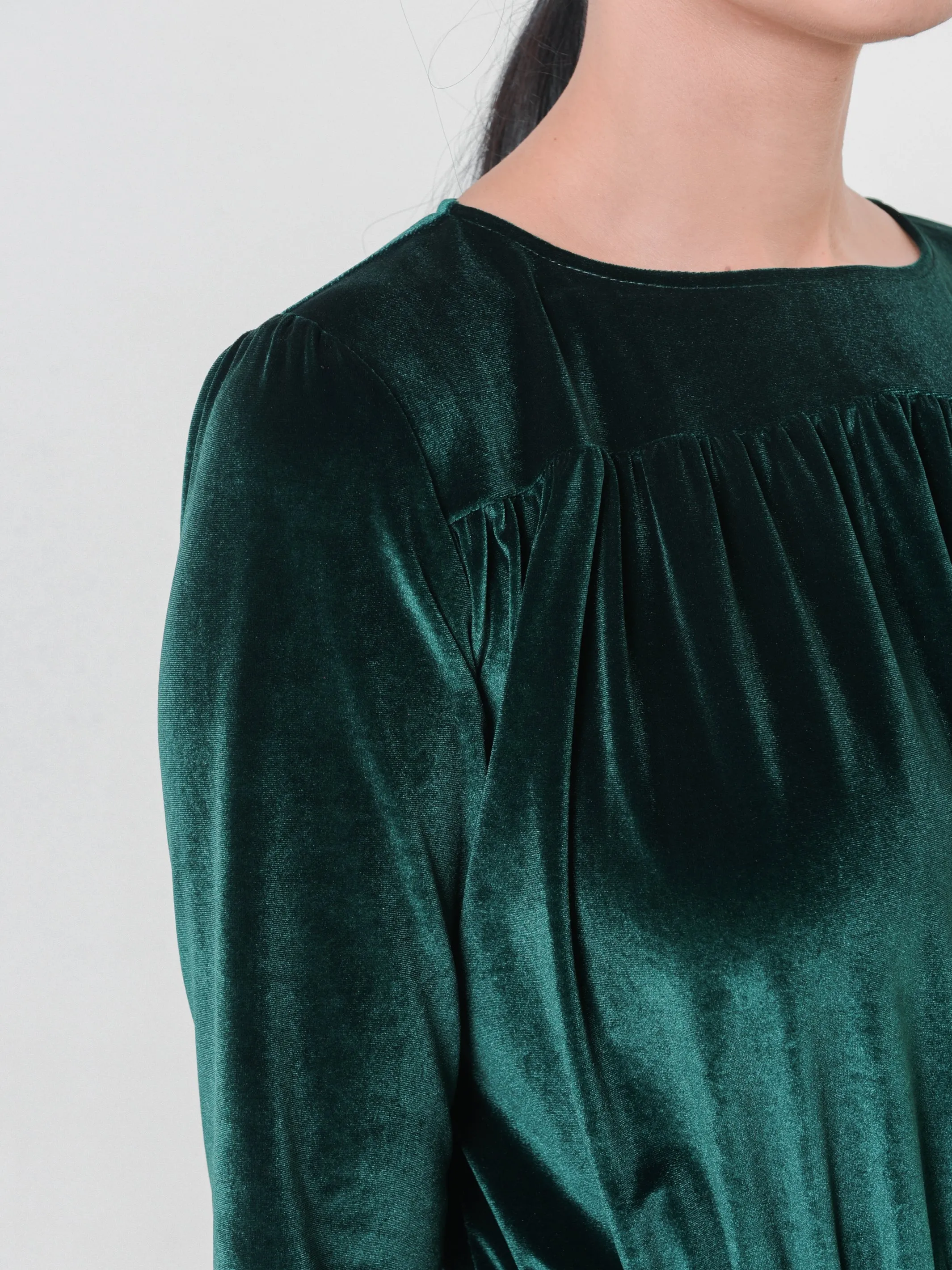 Long Velvet Dress In Green