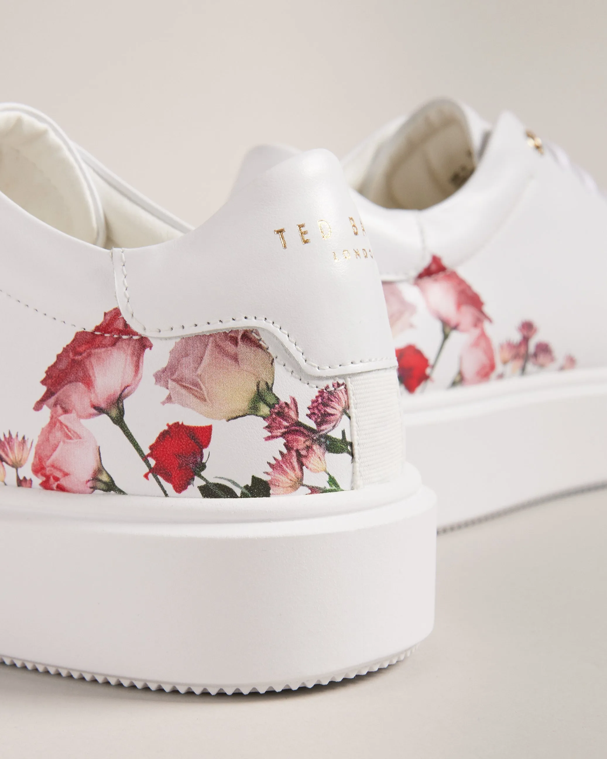 Lorny Floral Print Platform Trainers White