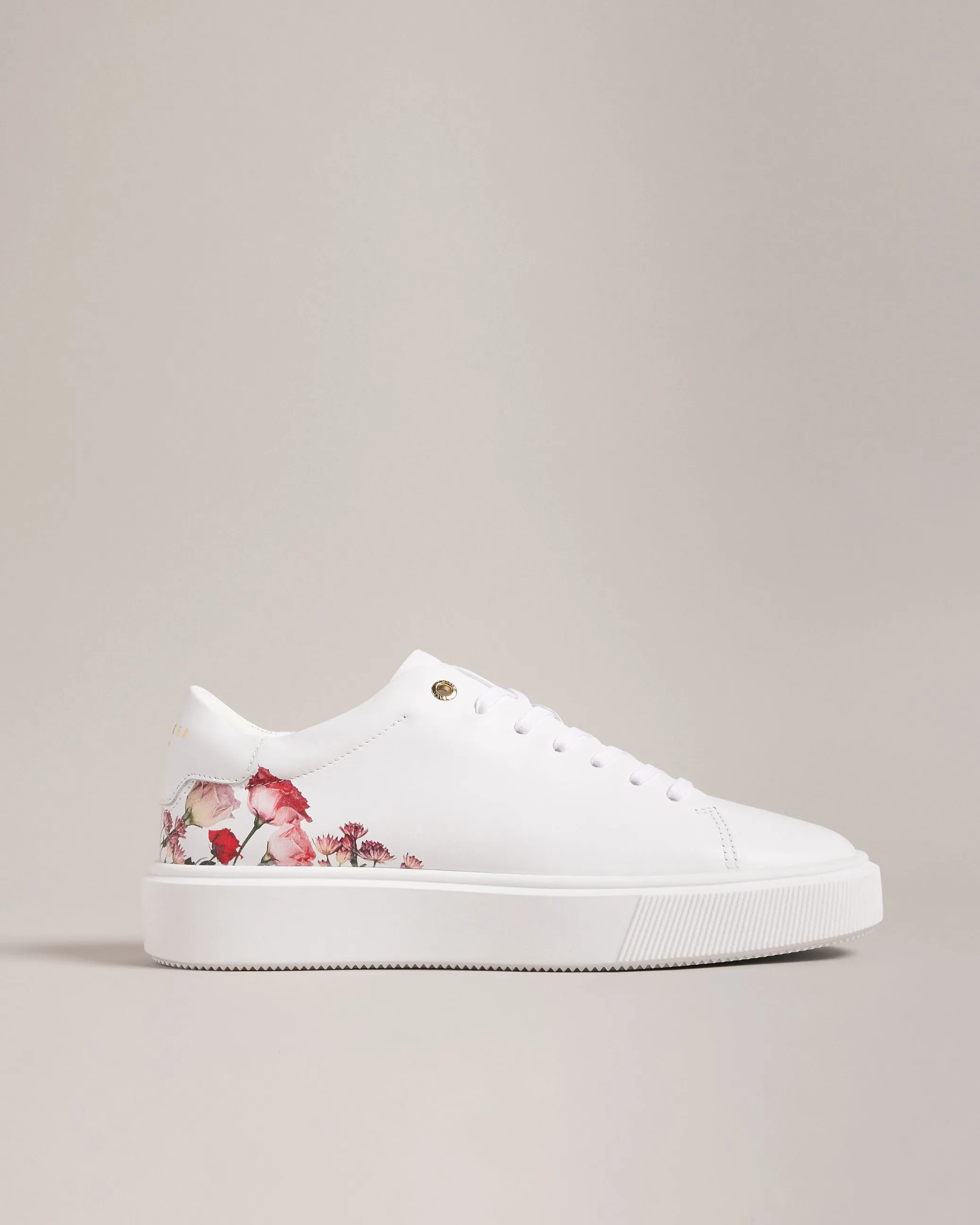 Lorny Floral Print Platform Trainers White