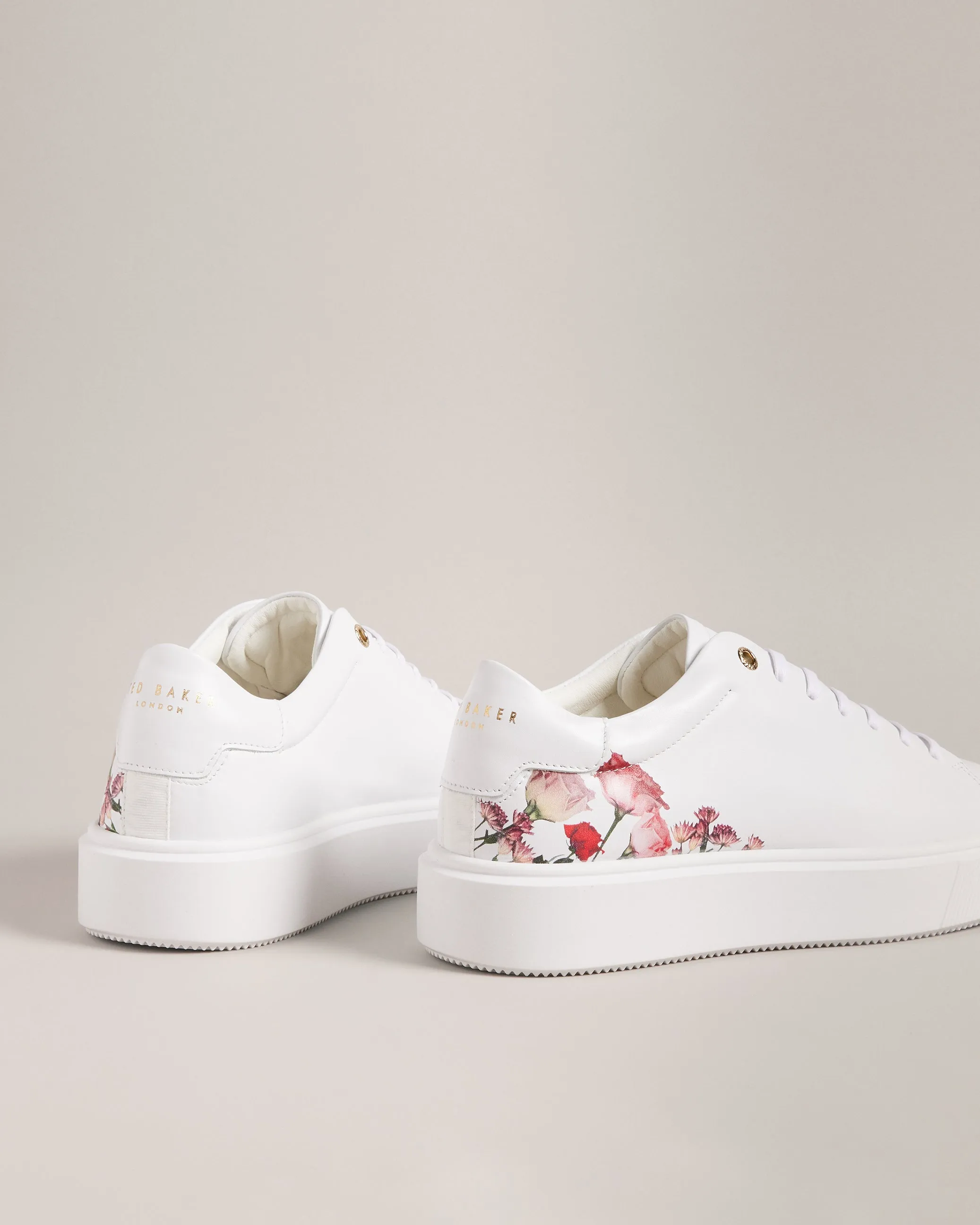 Lorny Floral Print Platform Trainers White