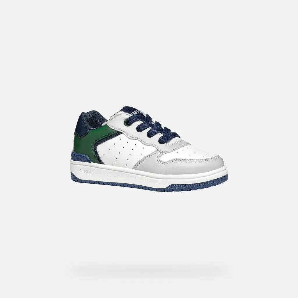 Low cut junior gray/deep green/white sneaker