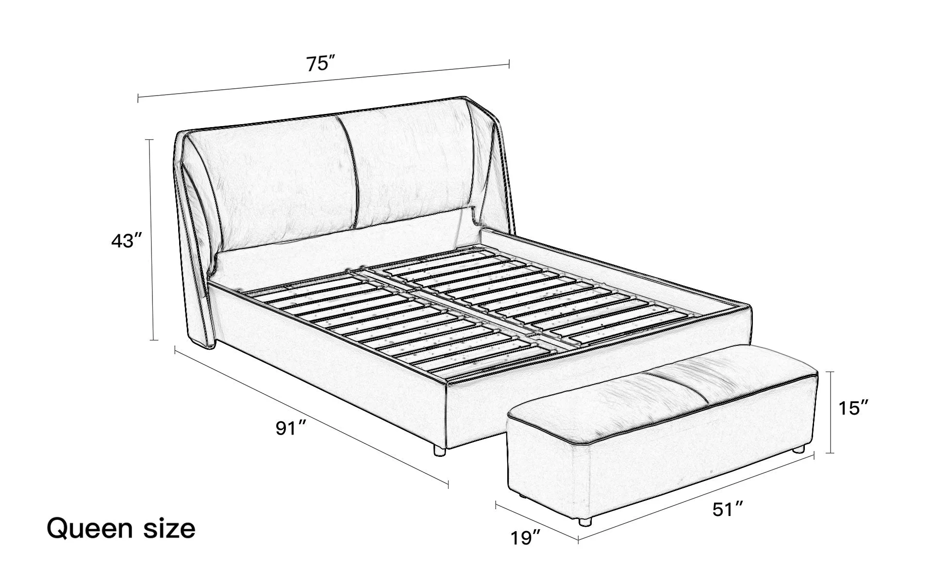 Luna Modern Leather Platform Bed