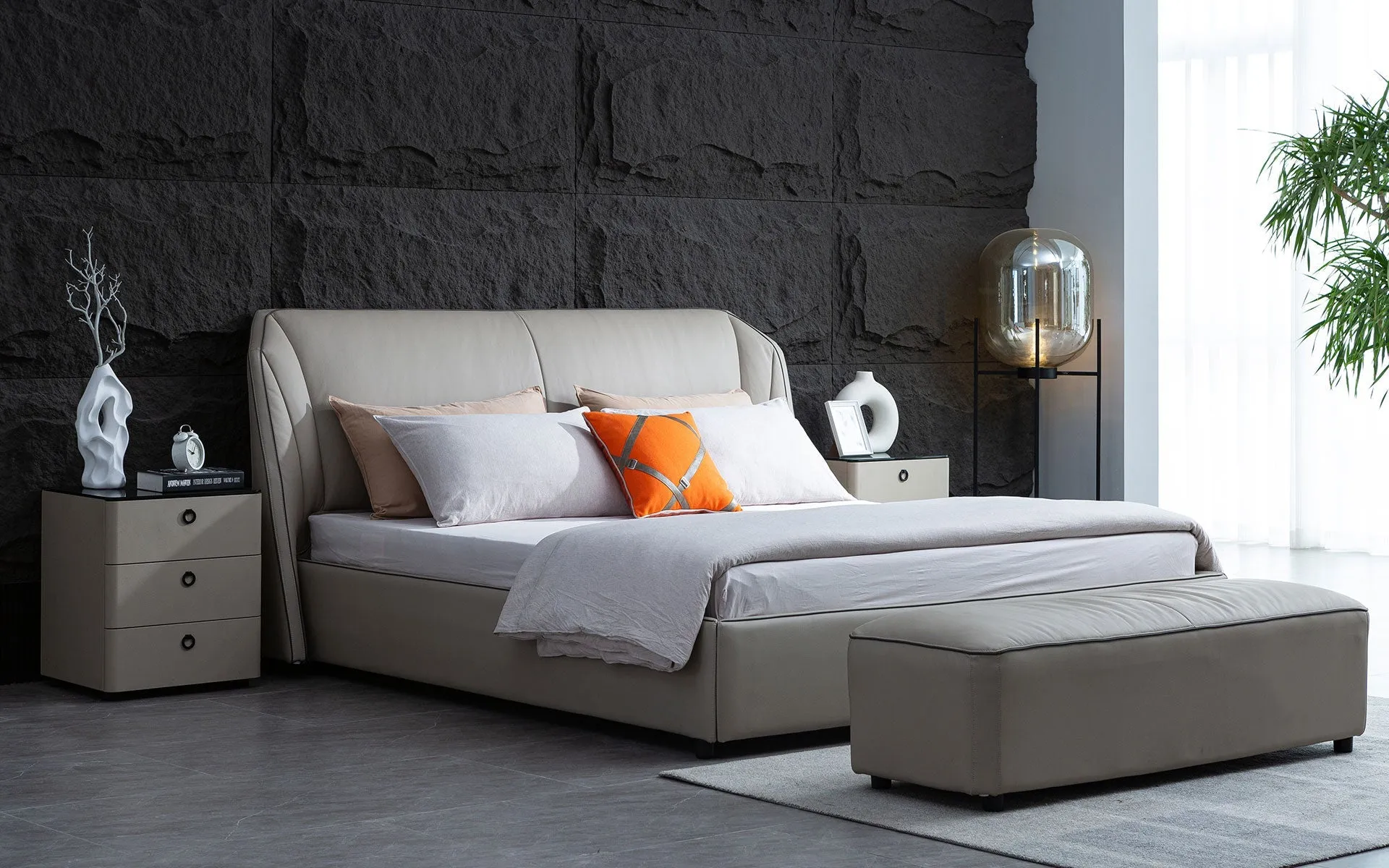 Luna Modern Leather Platform Bed