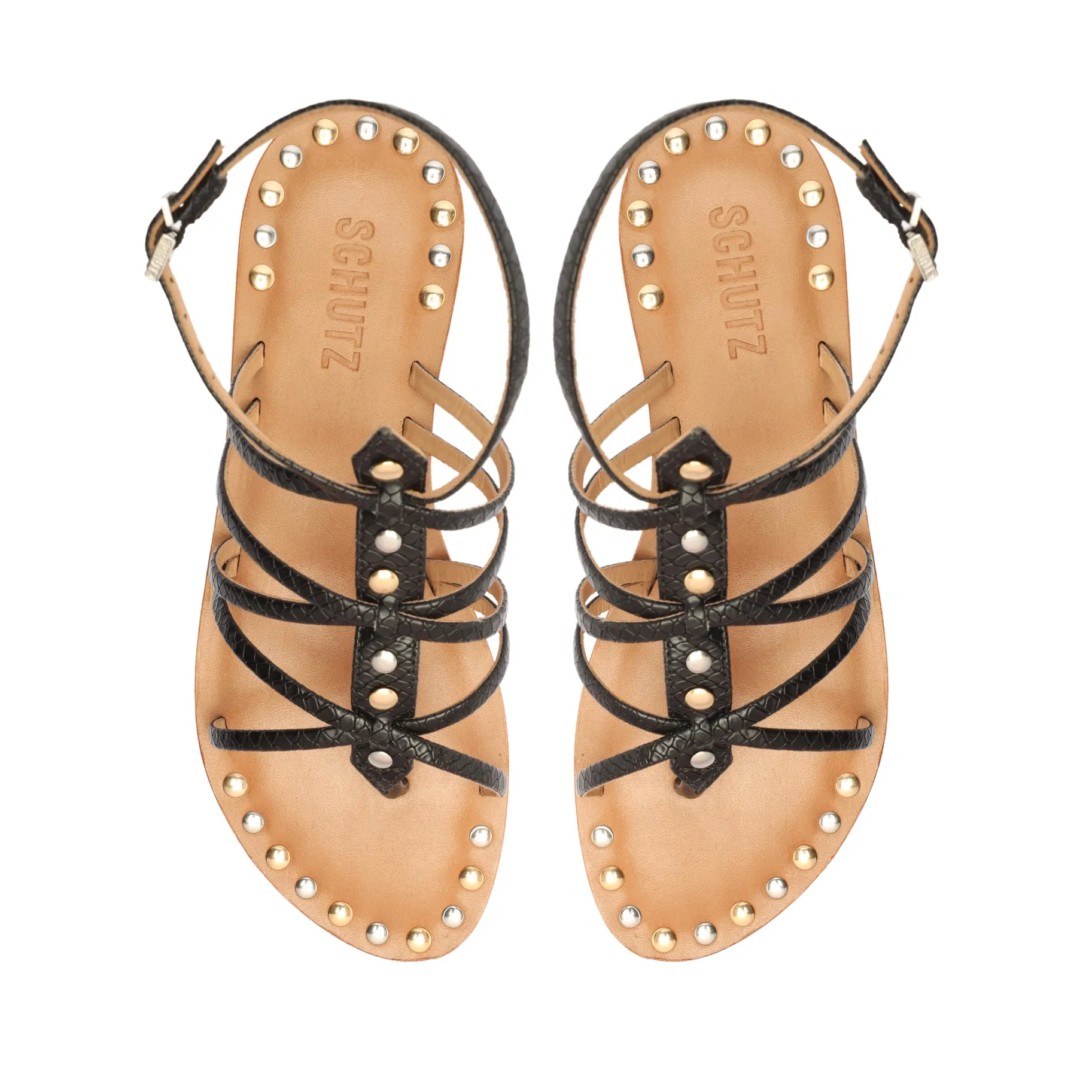 Malaya Casual Snake-Embossed Leather Sandal