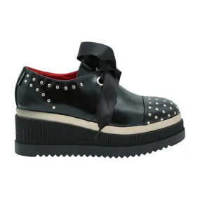 MARCO MOREO Black Leather Studded Platform Brogue G1990