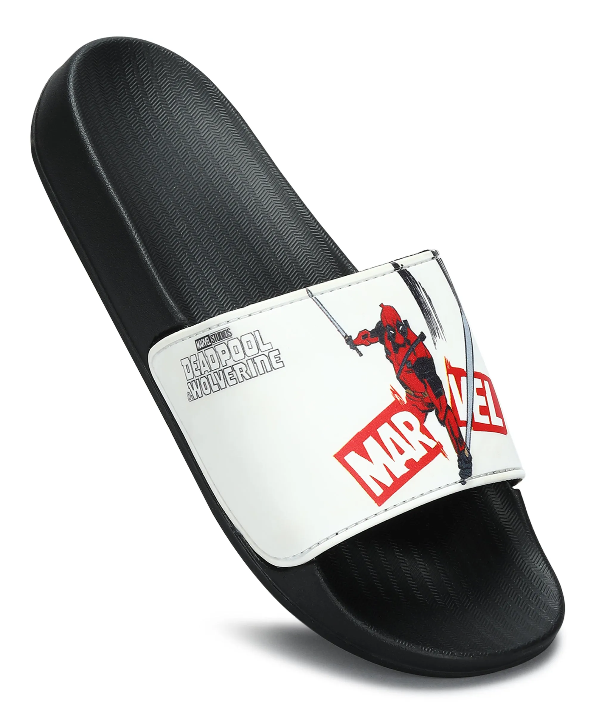 Marvel Deadpool EVM1481G Men's Lightweight White Flip Flops | Comfortable Everyday Flip Flops with Durable Anti-Skid Sole, Cushioned Footbed & Sturdy Build for Outdoor Use