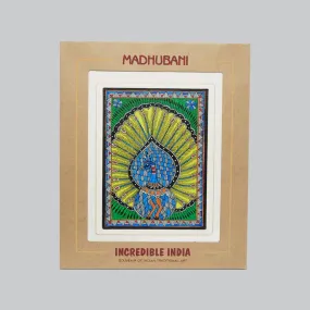 Mount Board Madhubani Art Peacock Print 12 in x 9.5 in