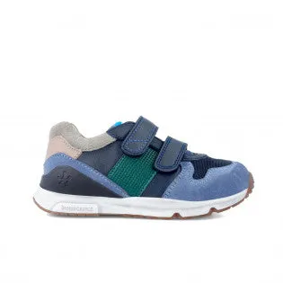 Navy, blue and green double velcro sneaker