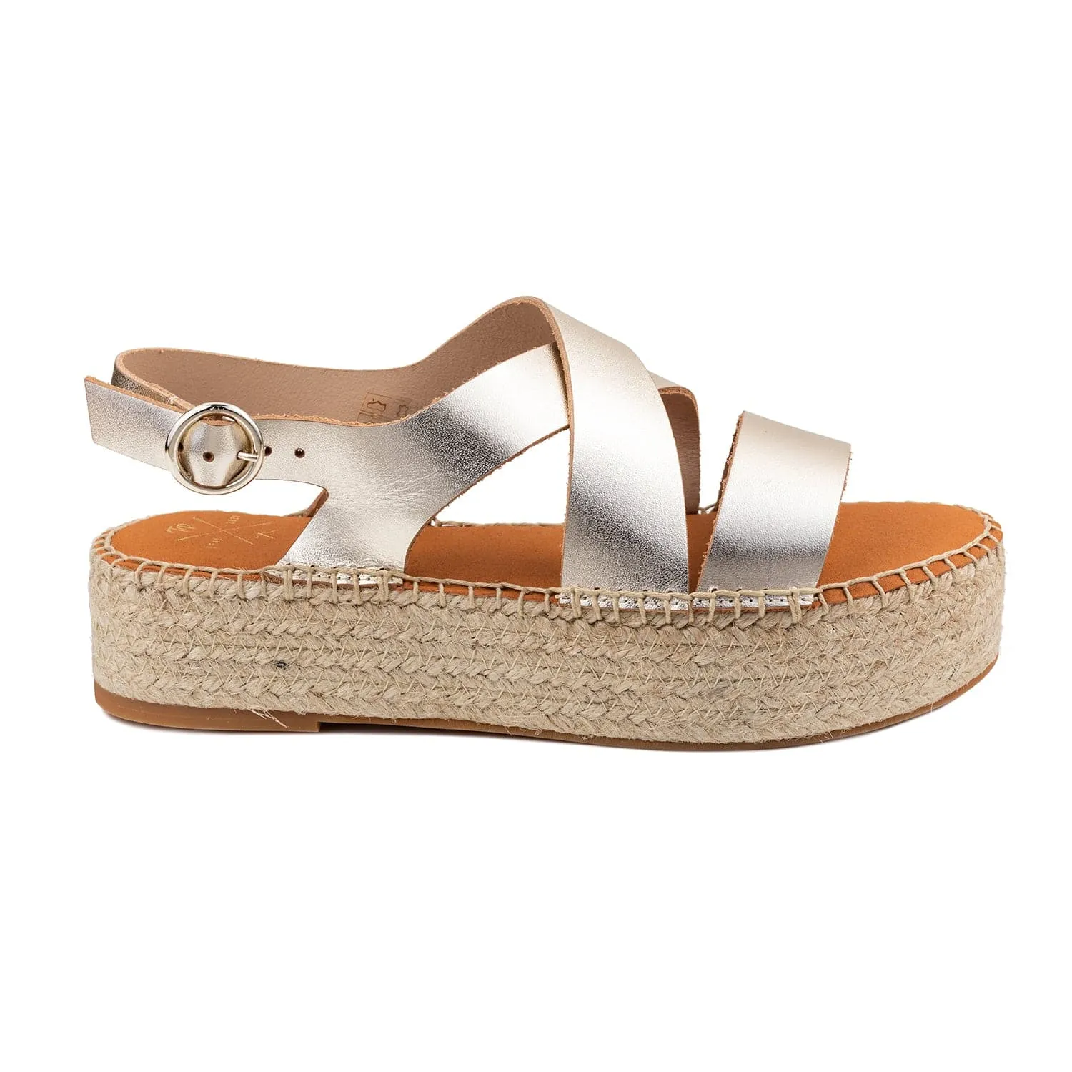 Plain Leather Platform Espadrille for Women - Amer