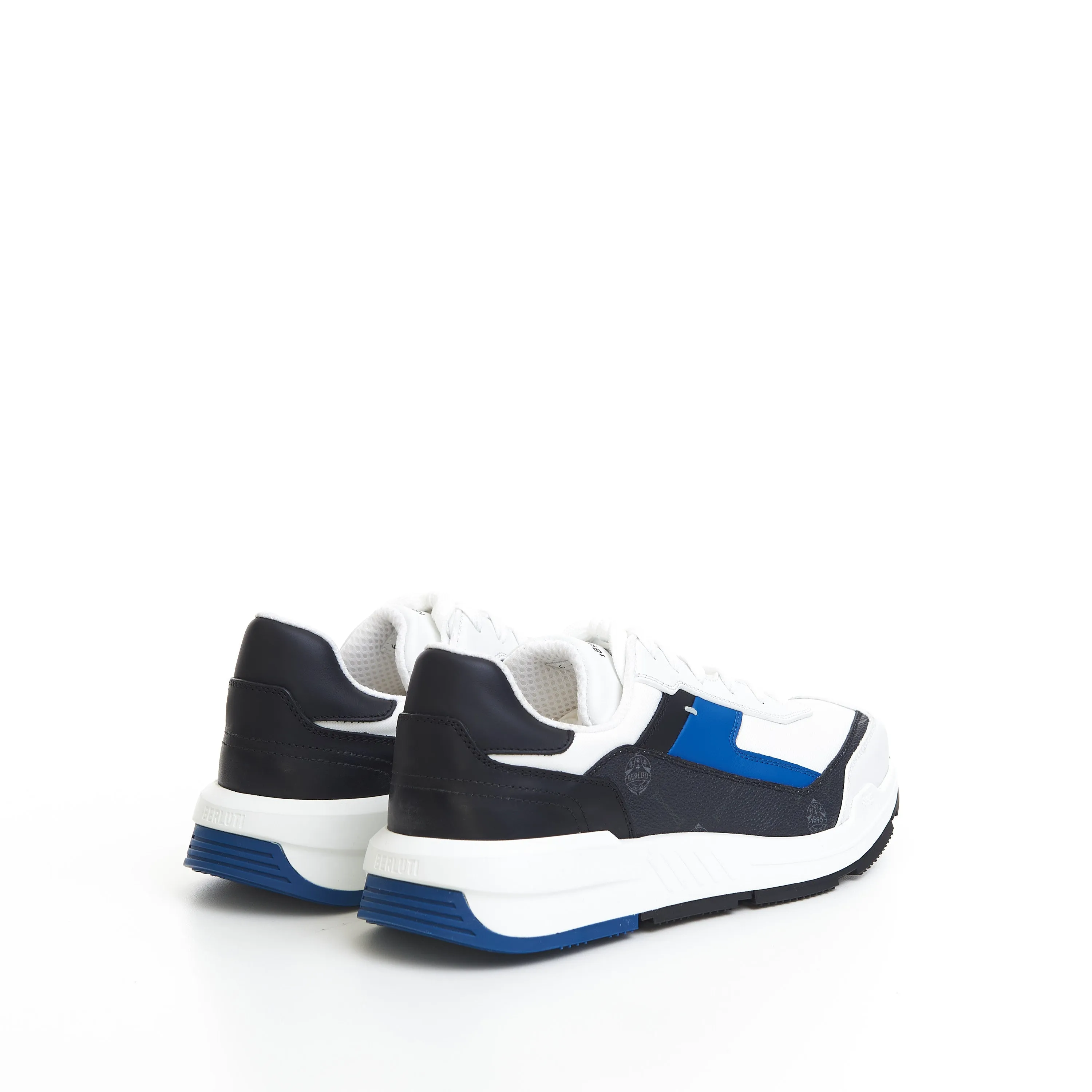 Pulse Sneaker In Black Signature Canvas & White/Blue Leather