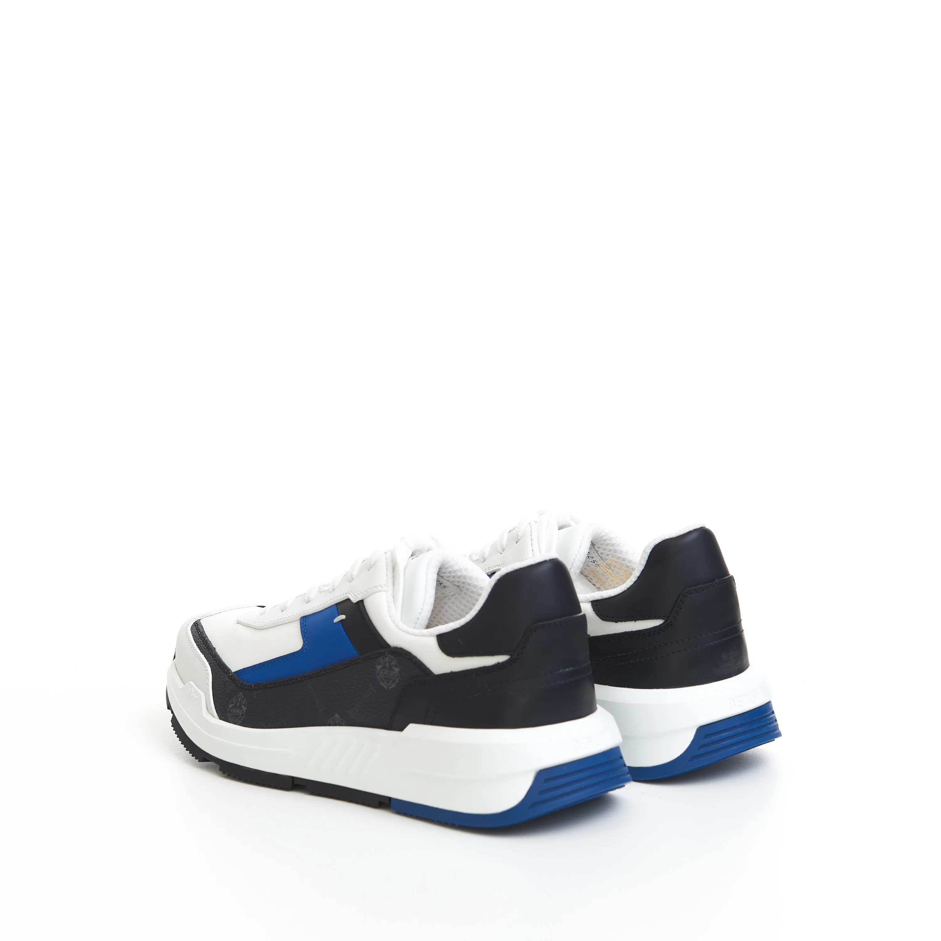 Pulse Sneaker In Black Signature Canvas & White/Blue Leather