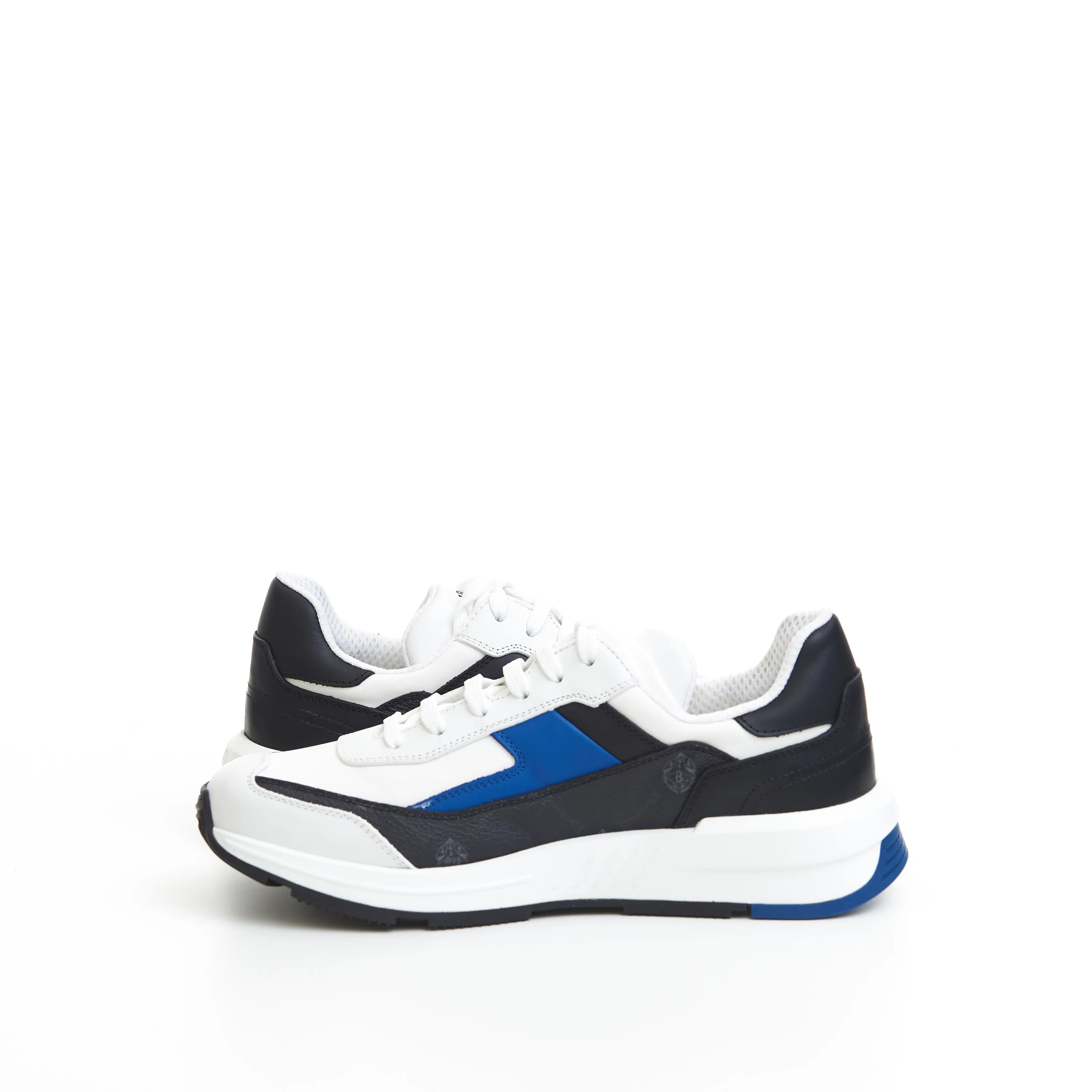 Pulse Sneaker In Black Signature Canvas & White/Blue Leather