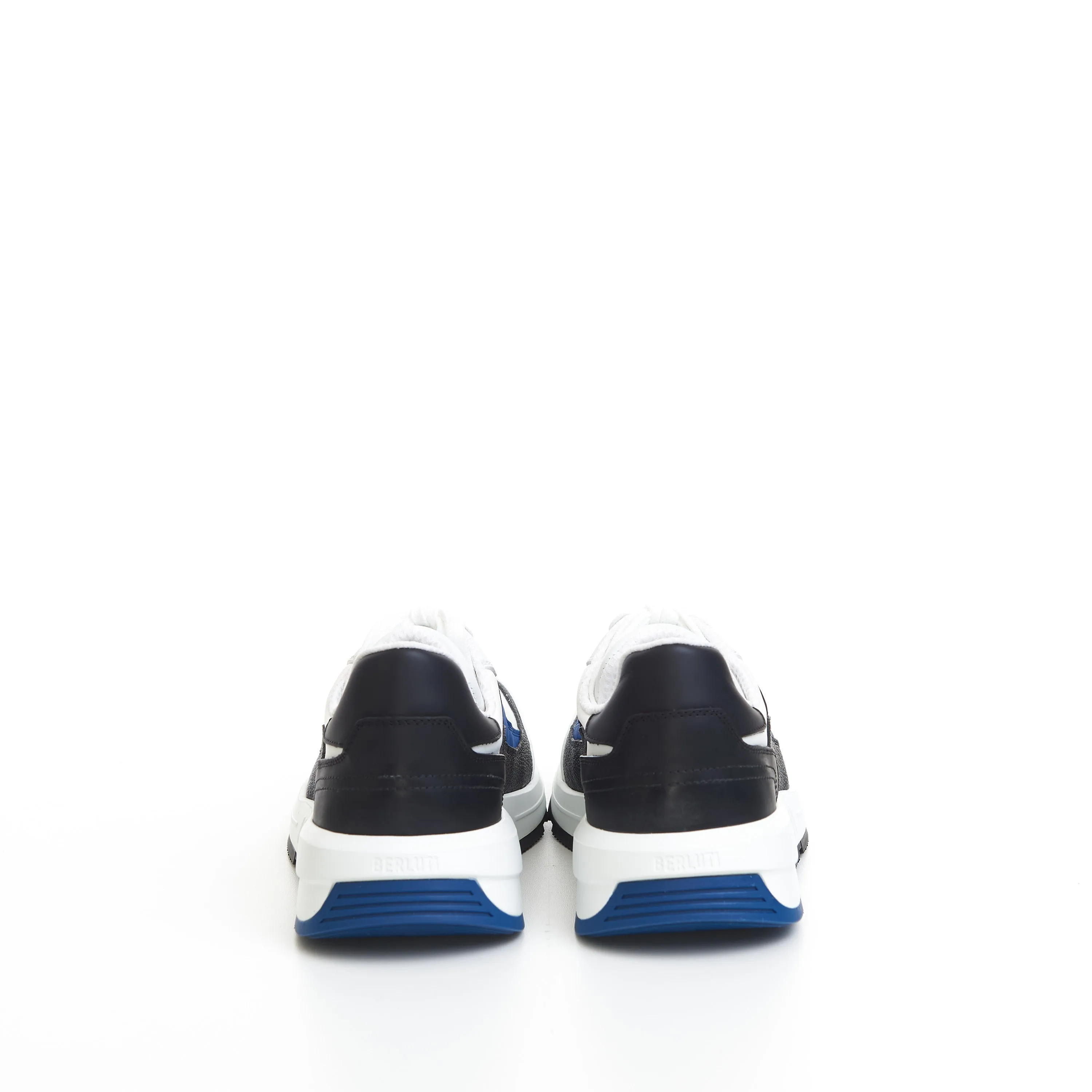 Pulse Sneaker In Black Signature Canvas & White/Blue Leather