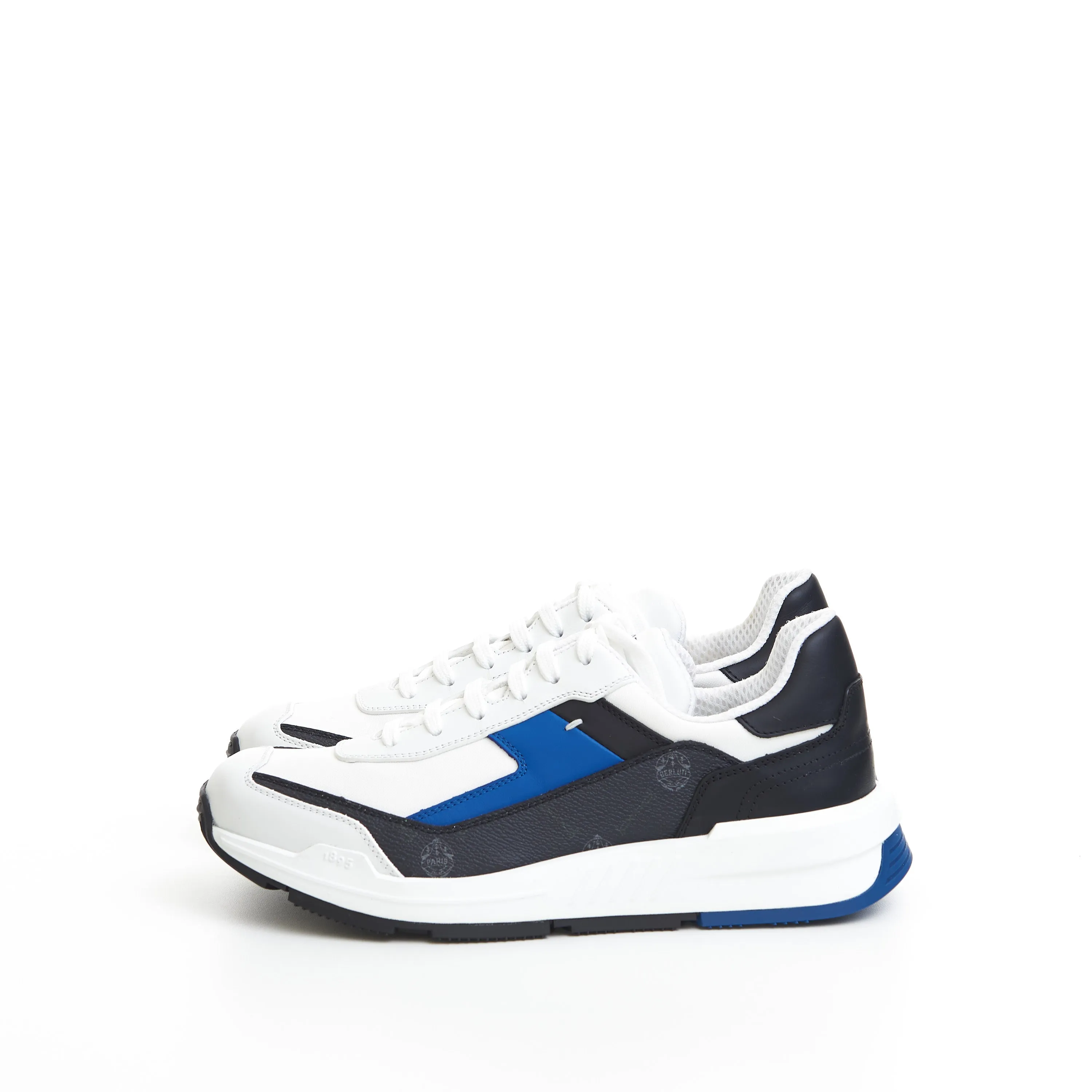 Pulse Sneaker In Black Signature Canvas & White/Blue Leather