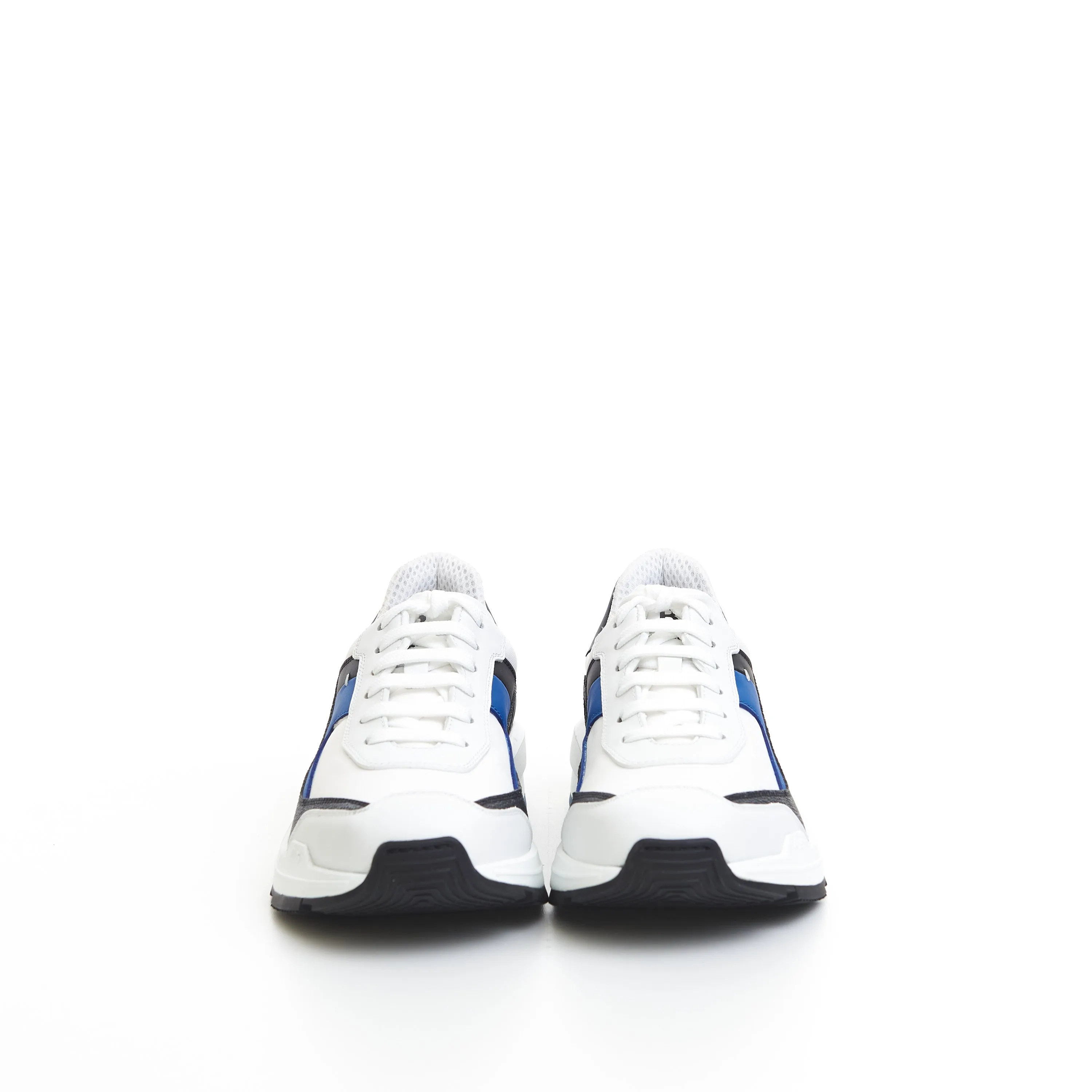 Pulse Sneaker In Black Signature Canvas & White/Blue Leather