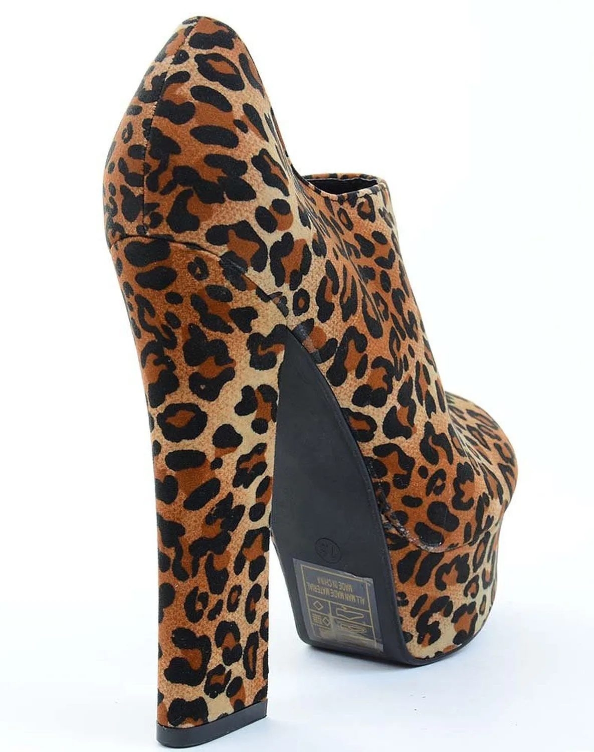 Rockabilly Pin Up Funky Leopard Chunky Heel Platform Pump Shoes