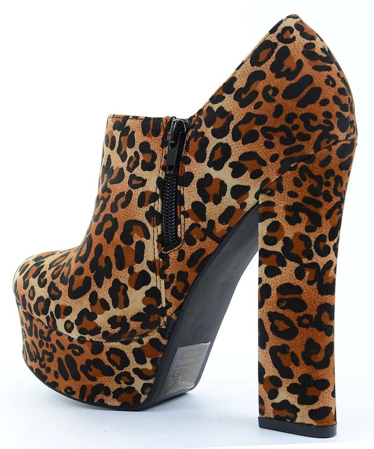 Rockabilly Pin Up Funky Leopard Chunky Heel Platform Pump Shoes