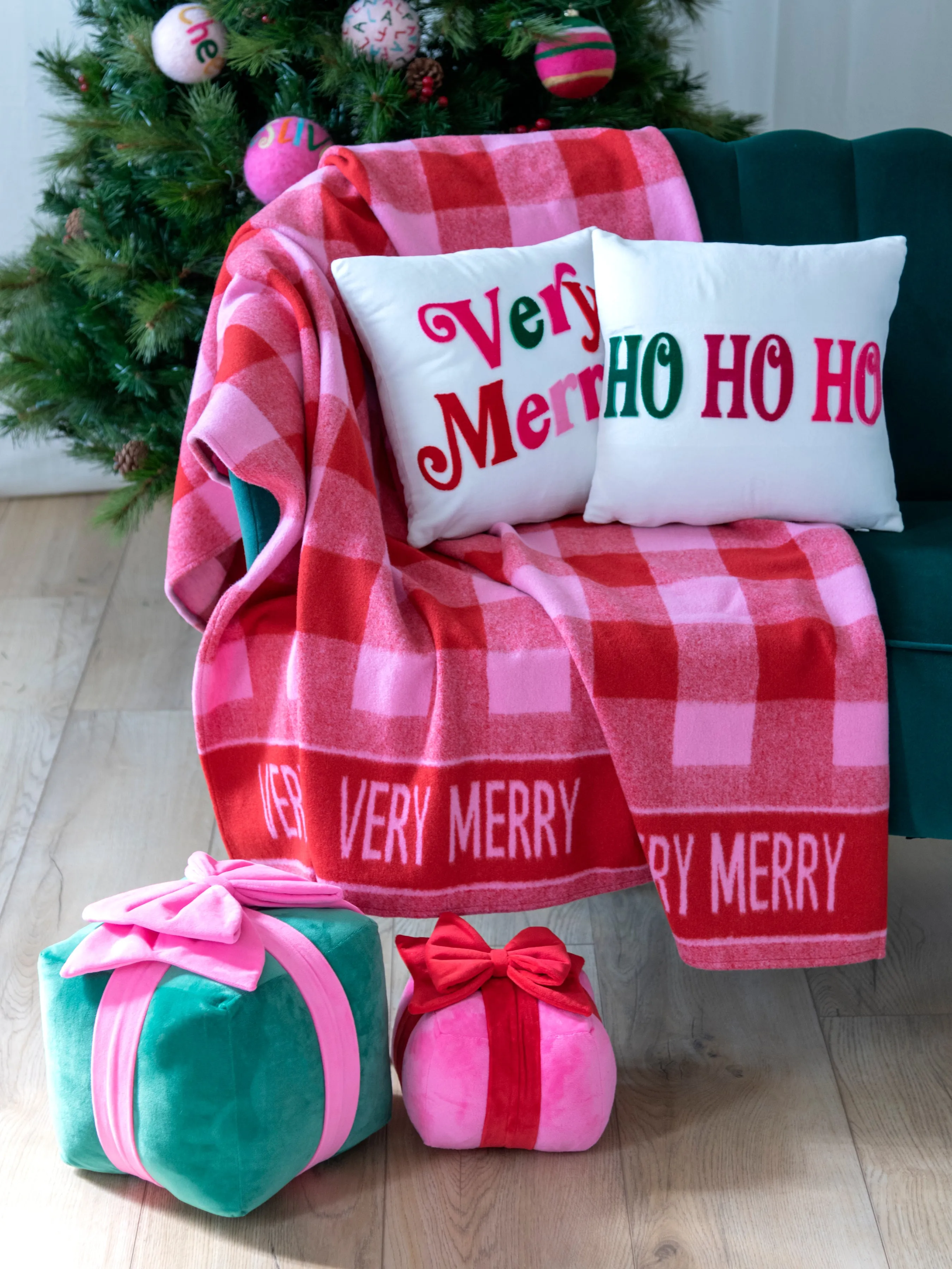 Shiraleah "Very Merry" Velvet Pillow, Ivory