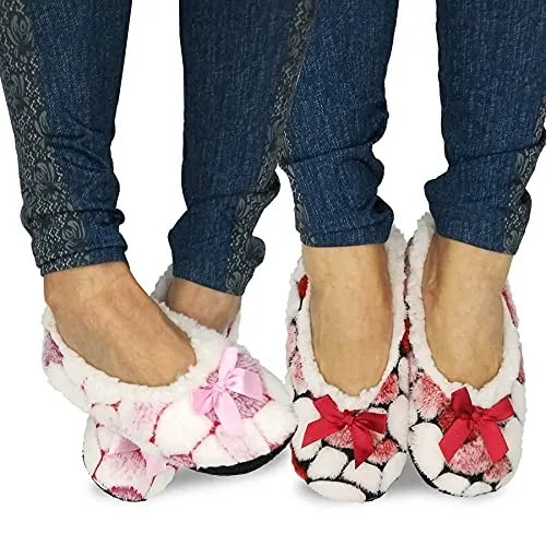 TeeHee Cute Comfy Cozy Fuzzy Slipper Socks for Women 2-Pack (R2029SLP)