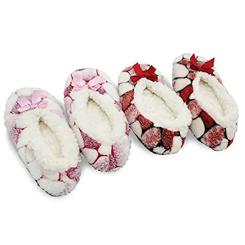 TeeHee Cute Comfy Cozy Fuzzy Slipper Socks for Women 2-Pack (R2029SLP)