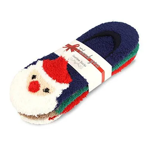 TeeHee Socks Kid's Christmas Polyester Cozy Slipper Assorted 3-Pack (X2001)