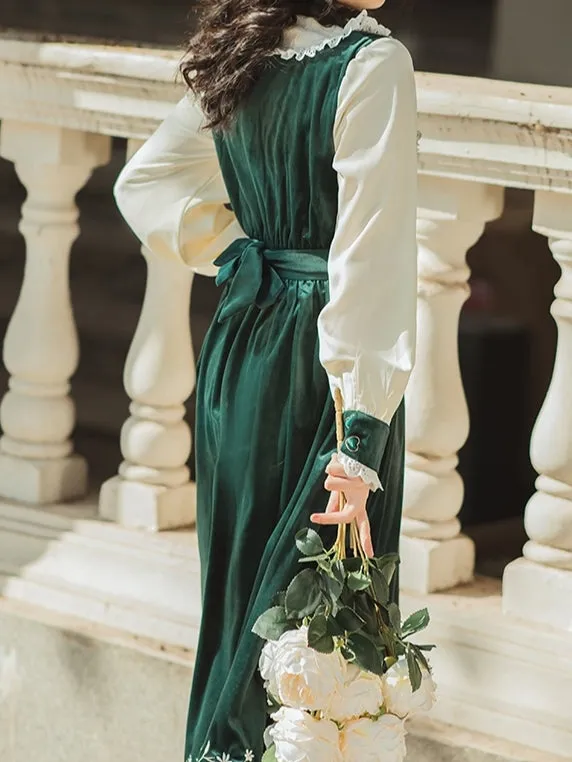 Victorian Style Emerald Velvet Dress