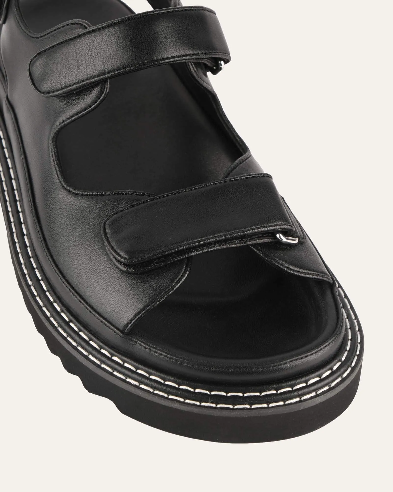 VITO FLAT SANDALS BLACK LEATHER