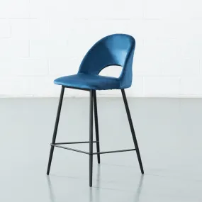 WALTER - Blue Velvet Bar Stool (65cm)