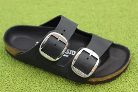 Women's Arizona Big Buckle Sandal - Black Leather