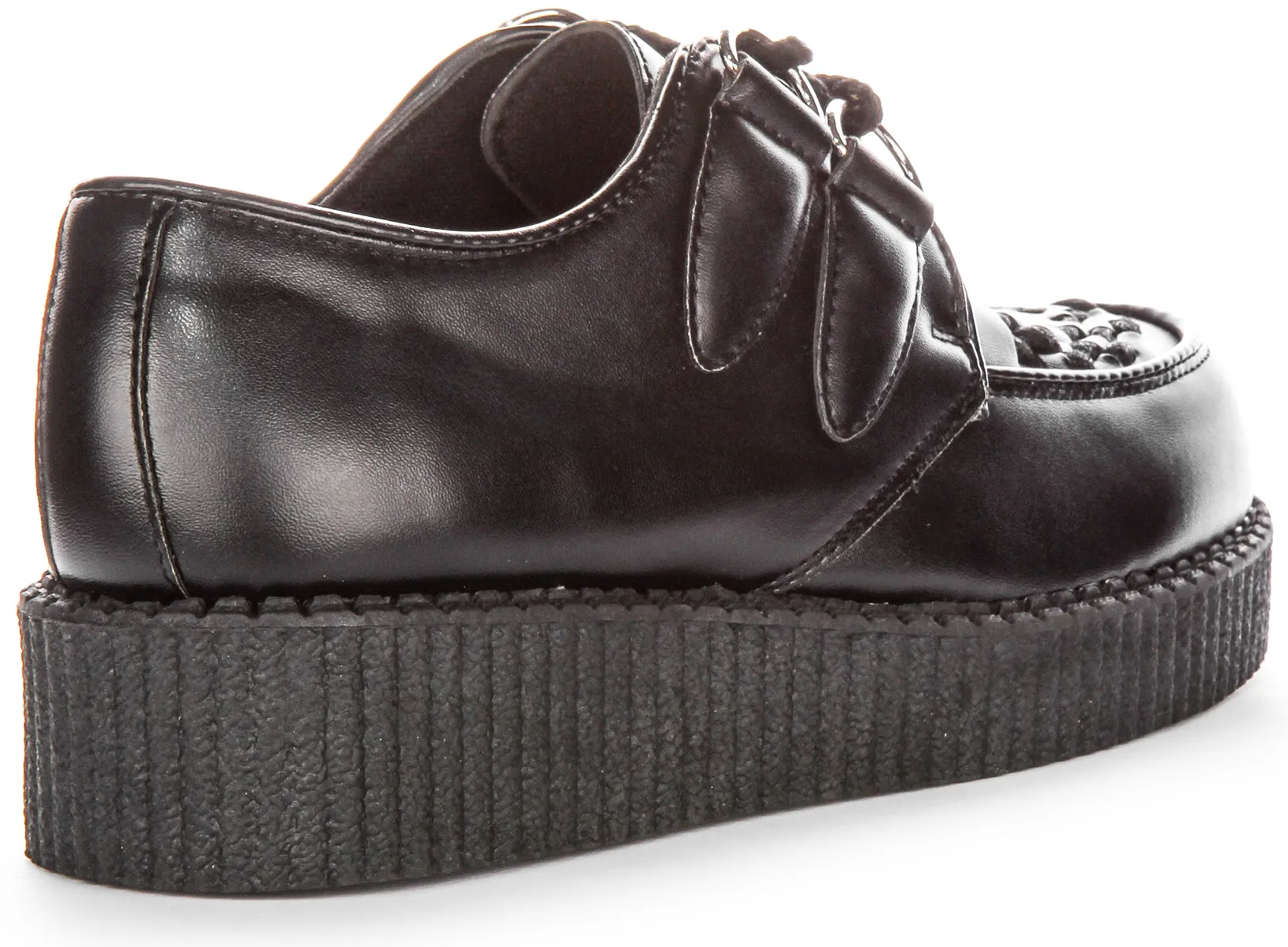 Womens Lace up Platform Creeper In Black